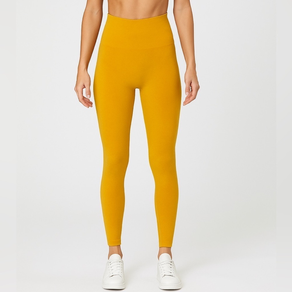Alphalete Amplify Leggings Seamless High Rise Scrunch Golden Hour Yellow Small